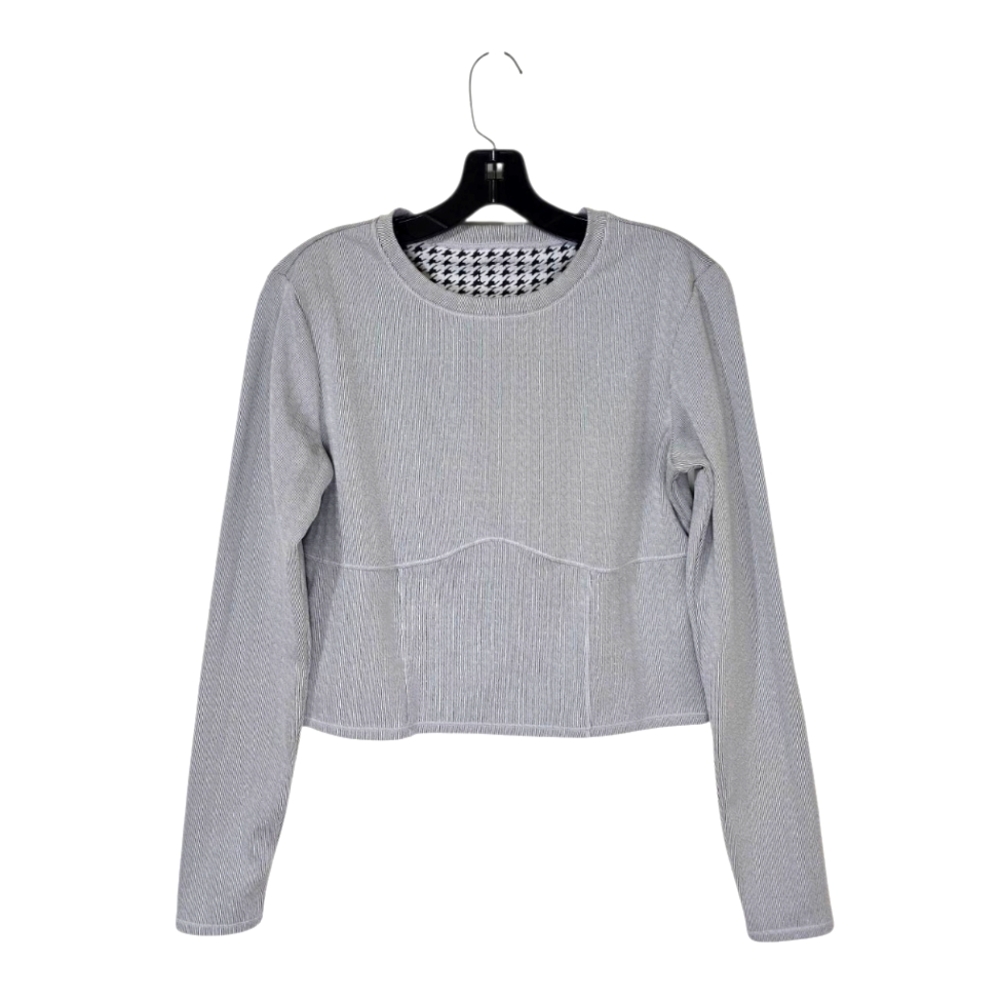 Vuori Light Gray Ribbed Long Sleeve Crop Top